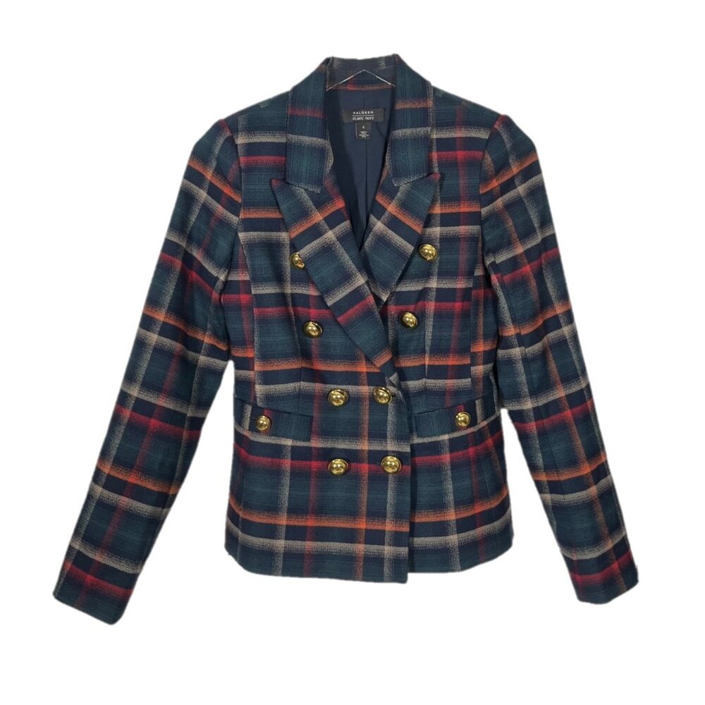 Halogen Multicolor Plaid Double-Breasted Blazer - image 2